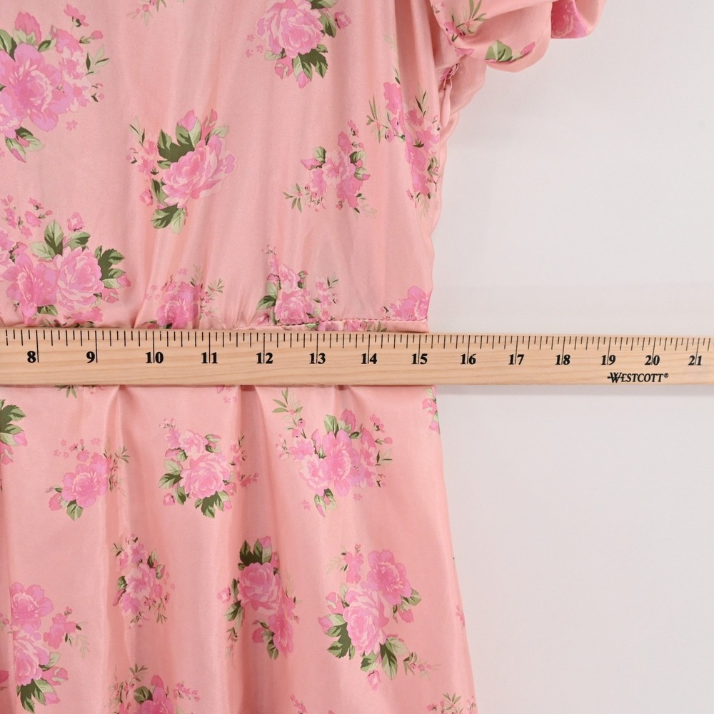 LoveShackFancy Cecile Mini Dress Womens Size 2 Pink Floral Puff Sleeve Tiered - Picture 6 of 12